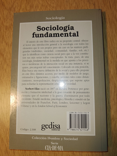 Norbert Elias, Sociología Fundamental.