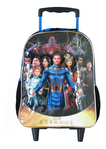 Mochila Escolar Rodinhas Eternos Marvel Xeryus Preto