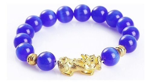 Hefu Feng Shui - Pulseira Pi Xiu Olho De Gato Azul Safira
