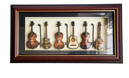 Instrumentos Musicales Miniatura En Cuadro Decorativo