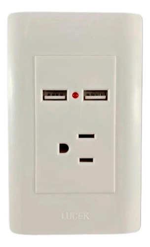 Placa Plastica Con Contacto Y Dos Entradas Usb Ba05 Color Policarbonato Blanco