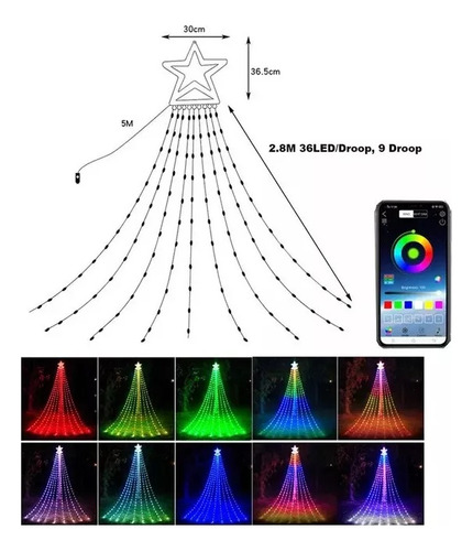 // Luz De Corda De Árvore De Natal Inteligente 350 Led Com