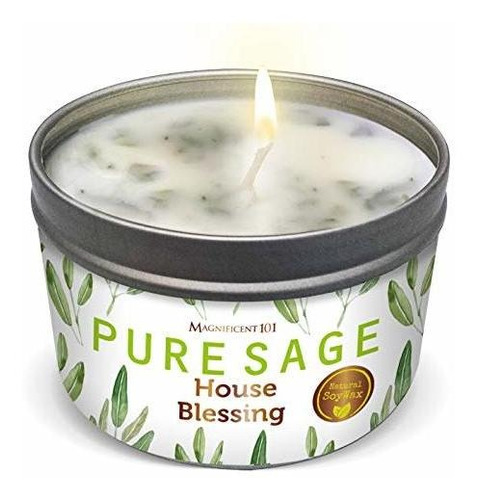 Pure Sage Vela De Aromaterapia Para Bendición De La Casa - H