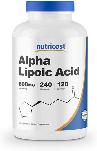 Acido Alpha Lipoico Acid 600mg 240 Nutricost Importado Eeuu Neutro
