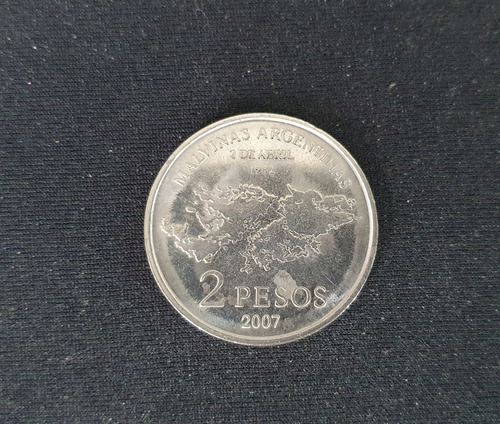 Moneda 2 Pesos Argentina 2007 Malvinas