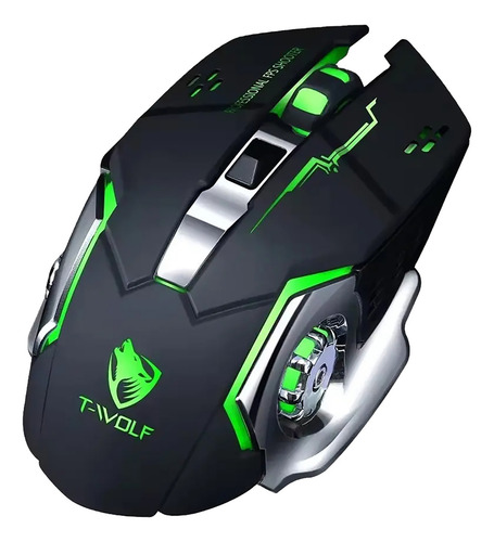 Mouse Inalámbrico Bluetooth Recargable Gamer Ergonomico 2.4g Color Negro