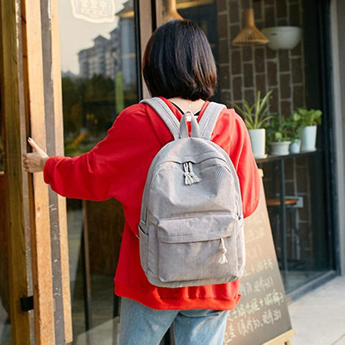 X Mochila Escolar Estilo Fresa De Tela De Pana Suave P/mujer