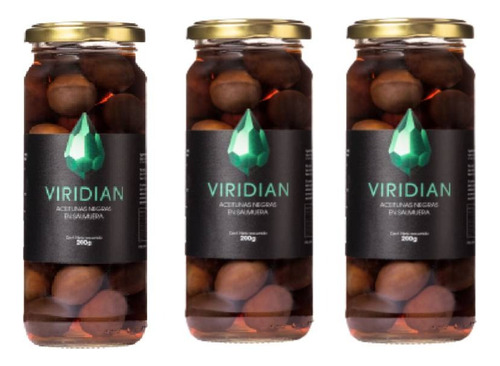 3 X Aceitunas Negras En Salmuera Viridian X 200gr