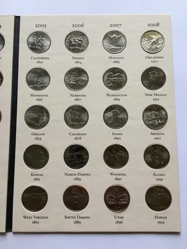 Coleção Completa 52 Moedas Quarter Dollar Estados 1999-2008