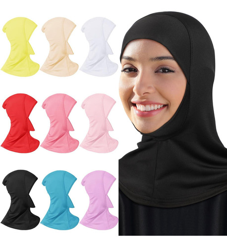 9 Piezas Hijab Muselina Mujer, Gorro Hiyab Modal Color Gorro