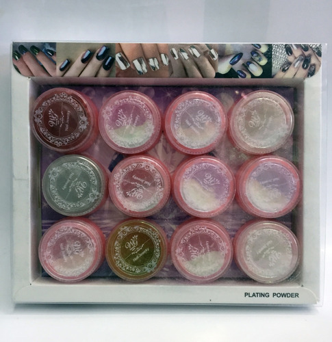 Imagen 2 de 4 de Efecto Espejo Decoración Para Uñas Pack Jumbo 12 Polvos