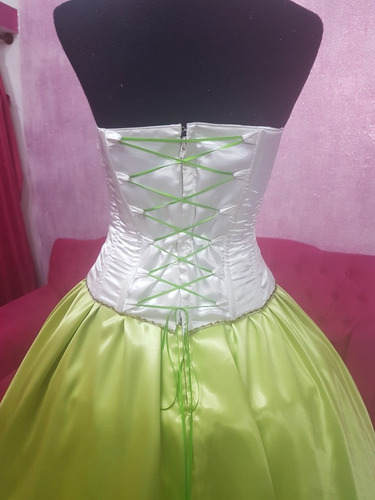 Vestido De 15 Verde Manzana Y Blanco A Estrenar