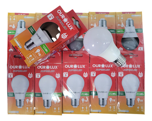 Kit 10 Lampadas Led Bulbo 9w E27 Branco Frio 127/220v