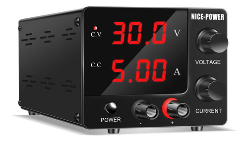 Fonte de alimentação variável Nice-Power 3 Display LED digital ajustável regulado 30 V 10 A, cor branca
