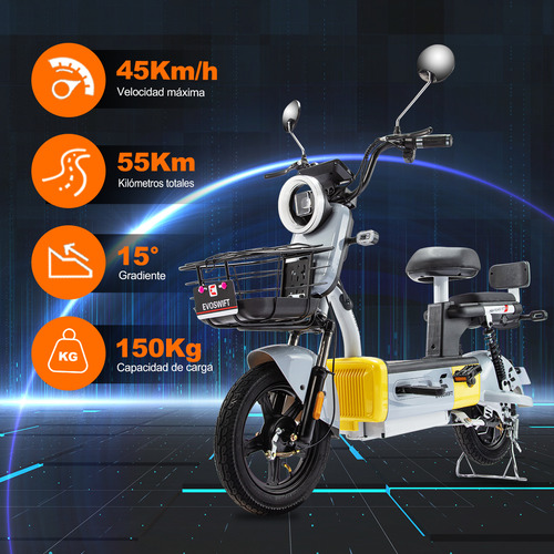 Bicicleta Eléctrica Evoswift E600 Color Amarillo 48v