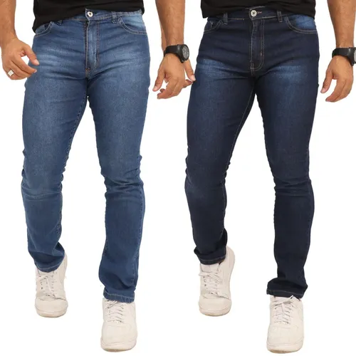 Kit 2 Calça Jeans Masculina Slim Fit Nevertche Medio Escuro