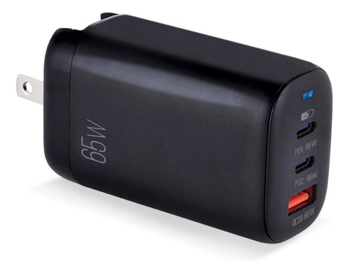 Cargador De Pared Ultra Rápido Volta 65w Dual Type-c + Usb Color Negro