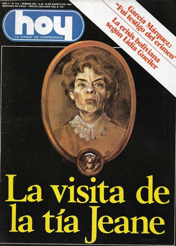 Revista Hoy N° 212 / 12 A 18 Agosto 1981 / Visita Tía Jeane