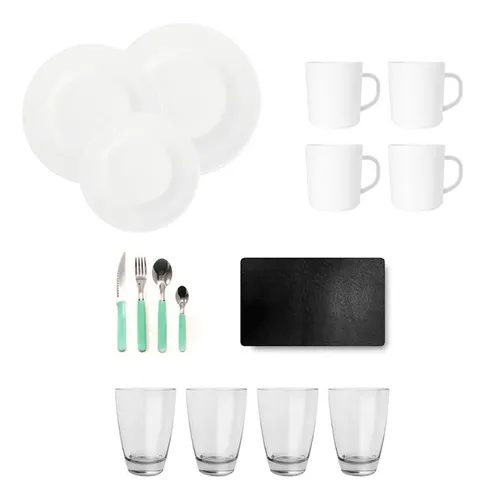 Set De Vajilla 40 Piezas Juego Platos Vidrio Templado Opal