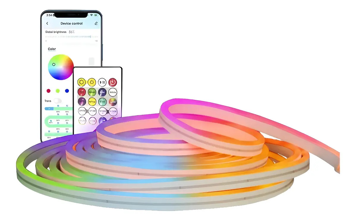 Tira Luz Led Neon 5 Mts Rgb Configurable Bluetooth Luz Color