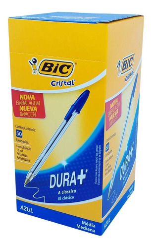 Caneta Esferográfica Bic Cristal Azul - Caixa 50 Unidades