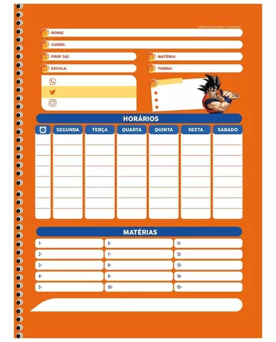 Caderno Universitário 15m 240 Folhas Dragon Ball Z 10275 SÃO