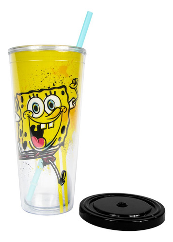 Vasos Bob Esponja Con Popote - Geek Industry Color Amarillo