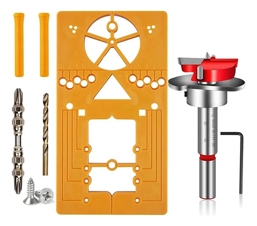 Kit Gabarito Broca Forstner 35mm Limitador Dobradiça Caneco