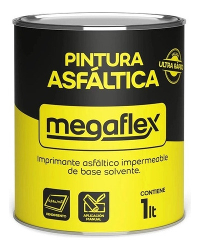 Pintura Asfaltica Megaflex Base Solvente X 1 Litro   Pintumm