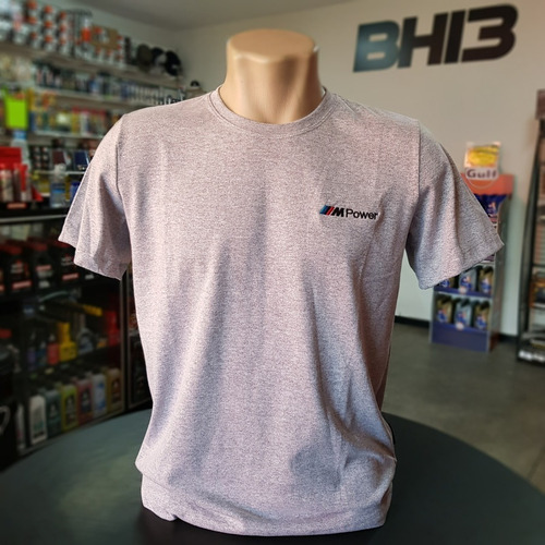 Camiseta Masculina Algodão Lisa Bmw Mpower Bordado Fo.003