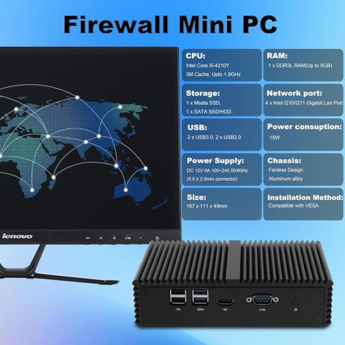 Ketuopu Mini Pc Firewall K4210yl Con Core Iy (8gb Ddr3 Ram 1