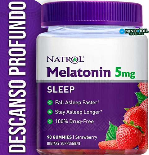 Natrol, Gomitas, Melatonina, Fresa, 5 Mg, 90 Unidades , Te Ayuda A Dormir Más Rápido, Quédate Dormido Más Tiempo Para Regula Los Ciclos De Día Y Noche O Los Ciclos De Sueño.
