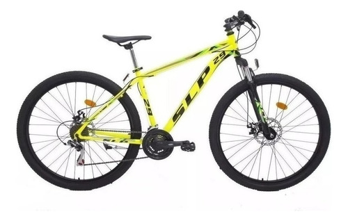 Mountain bike SLP 5 Pro R29 18" 21v frenos de disco mecánico cambios SLP color amarillo con pie de apoyo  