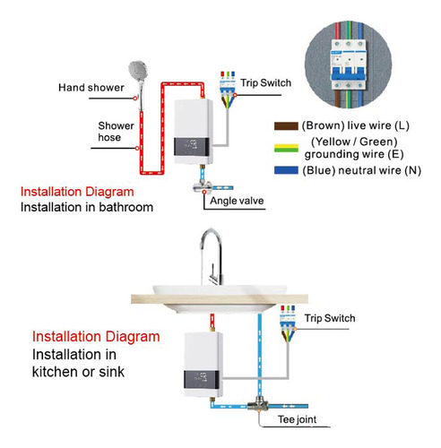 Calentador De Agua Eléctrico Remote Water Instant Home Para