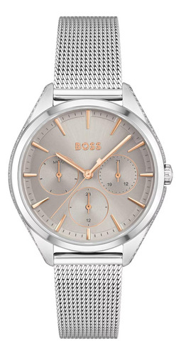 Reloj Hugo Boss Saya Para Dama Acero Inoxidable 1502638 Color Plateado
