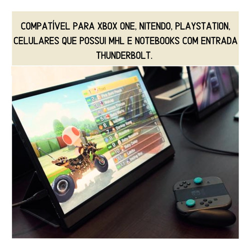 Monitor Portátil Pc Gamer Tela Touch Screen 15.6 Notebook Cor Preto
