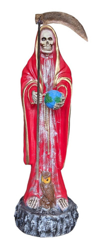 Figura Santa Muerte Roja 1 Metro De Altura Resina + Veladora