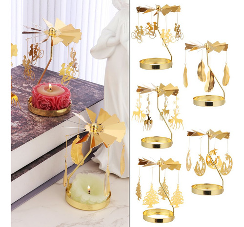 Candelabros Con Portavelas Giratorio, Mesa De Navidad