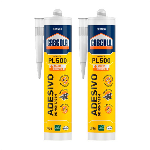 Cola Adesiva Pl 500 À Base De Água Alta Resistência Kit C/2 Cor Branco