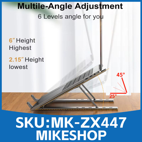 Soporte Plegable Aluminio Portátil Apoya Laptop Tablet 8-17 Plateado