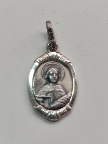 Medalla Santa Lucia Plata 925 Oval 15 X 9 Mm Kendra Joyas