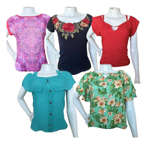 Kit 5 Blusas Tshirt Blusinhas Roupa Feminina Atacado revenda