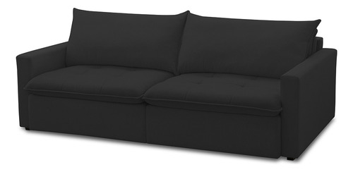 Sofá Cama Retrátil Reclinável Sala 208cm Lari Veludo Preto