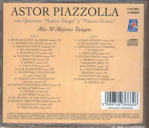 Imagen 2 de 2 de Astor Piazzolla Mis 30 Mejores Tangos 2 Cd Nuevo Original