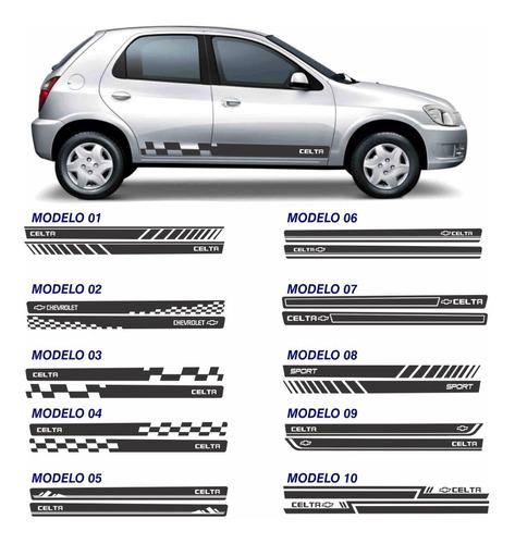 Acessorios Adesivos Lateral Chevrolet Celta Sport Par Fl01