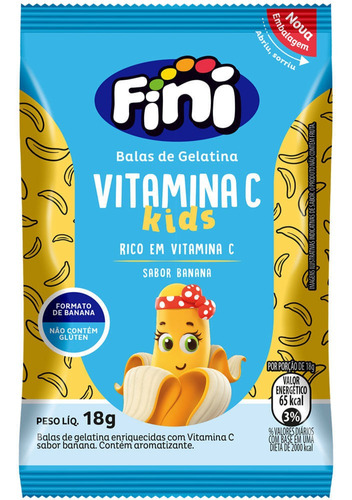 Balas De Gelatina Fini Vitamina C Kids Sabor Banana 18g