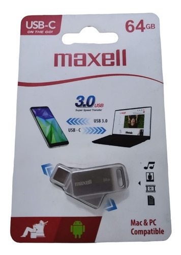 Memoria Otg Usb Tipo C 3.0 64gb Pen Drive Celular Pc Maxell 