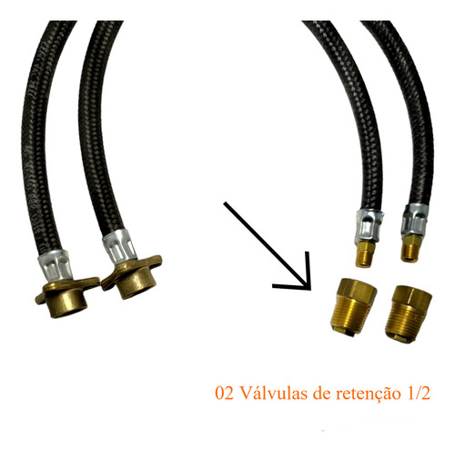 Kit 2 Un Mangueira P/ Cilindro P45 Tm0.50+valvulas Retenção