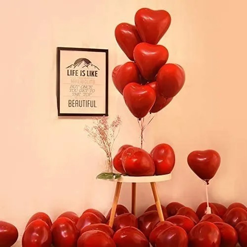 Globo Corazon Rojo / 100pz Por Paquete