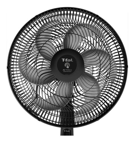 Imagen 3 de 3 de Ventilador de pie T-fal Air Max Stand Connected VE7758X0 negro con 6 aspas, 18" de diámetro